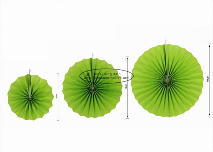 Customized Printing Round Paper Fan Decorations , Mint Green Paper Fans 0