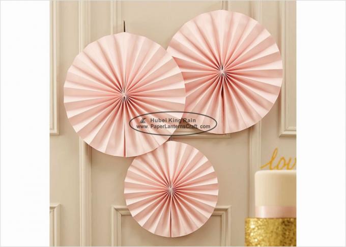 Customized Printing Round Paper Fan Decorations , Mint Green Paper Fans 1