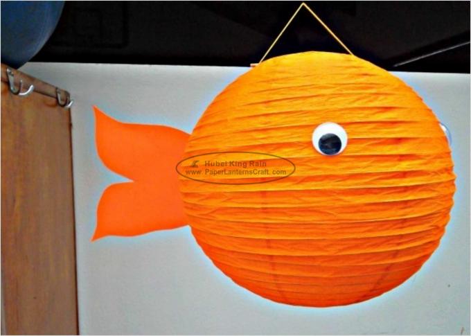 Orange Yellow Fish Shaped Paper Lanterns Craft 10 Inch 12 Inch For Birthday Gift 0
