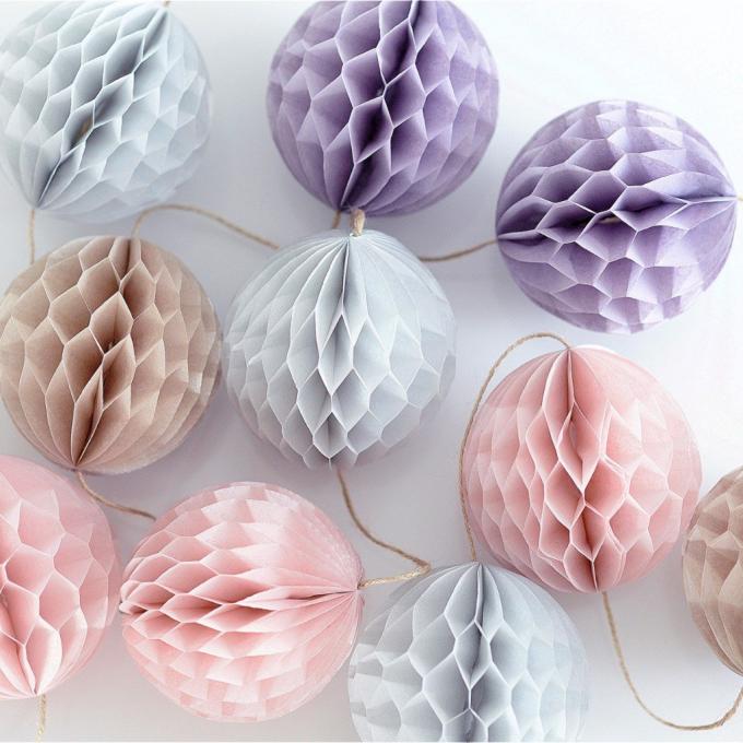 Solid Color Hanging Tissue Paper Honeycomb Ball Link Decorations 0