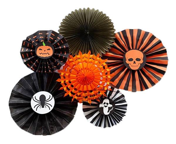 Hallowmas Paper Fan Round Folding Fans Hanging Party Home Decorations 1