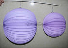 Purple Paper Luxury Paper Accordion Lanterns / Balls With Round Shaped