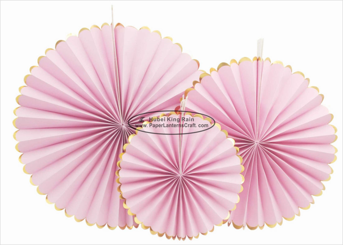 buy Single Color Pink Paper Fans Party Favors 14 Inch For Home Decoration online manufacturer