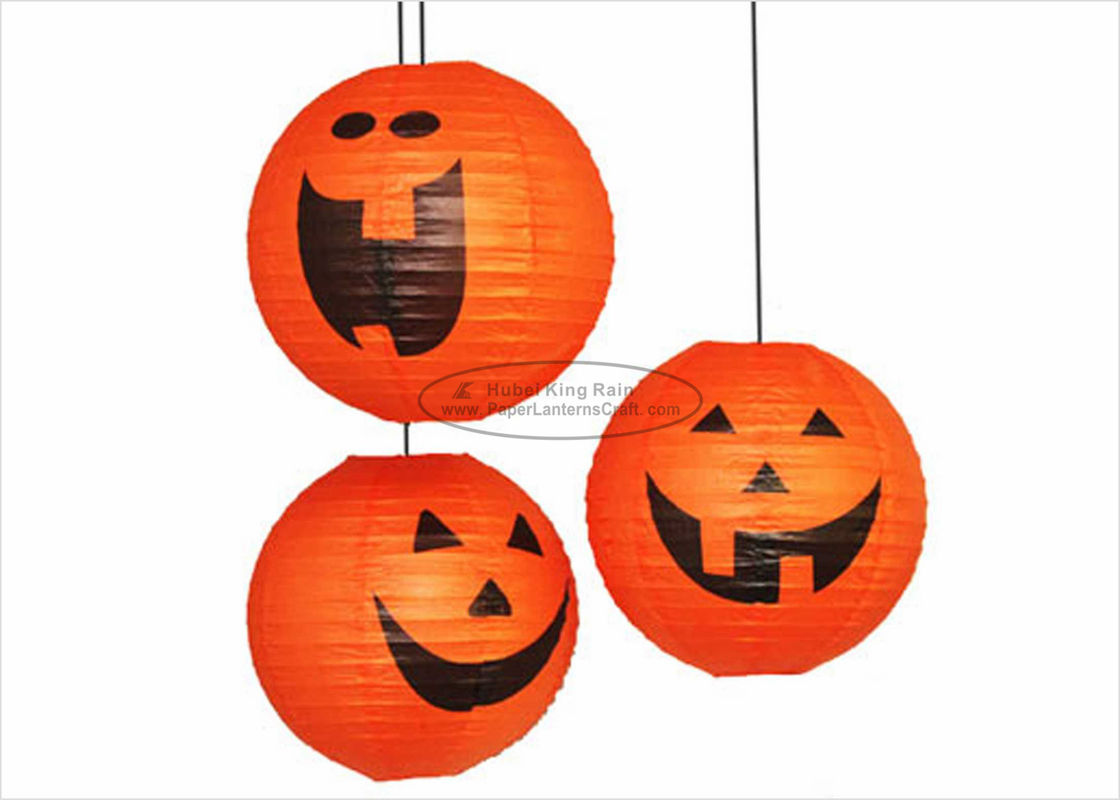 buy Hanging Halloween Paper Lantern Lights / 14&quot; 16&quot; Pumpkin Paper Lanterns Craft online manufacturer