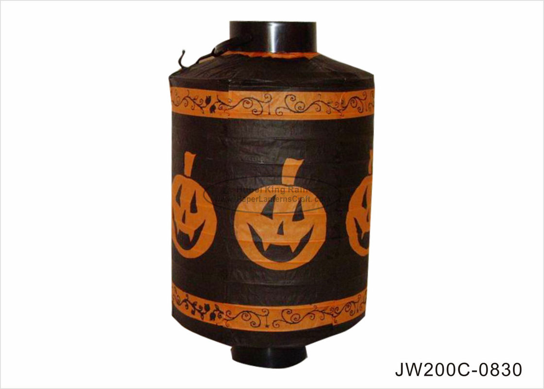 China Battery Operated Paper Halloween Decorations Black 20cm With Pumpkin Pattern factory