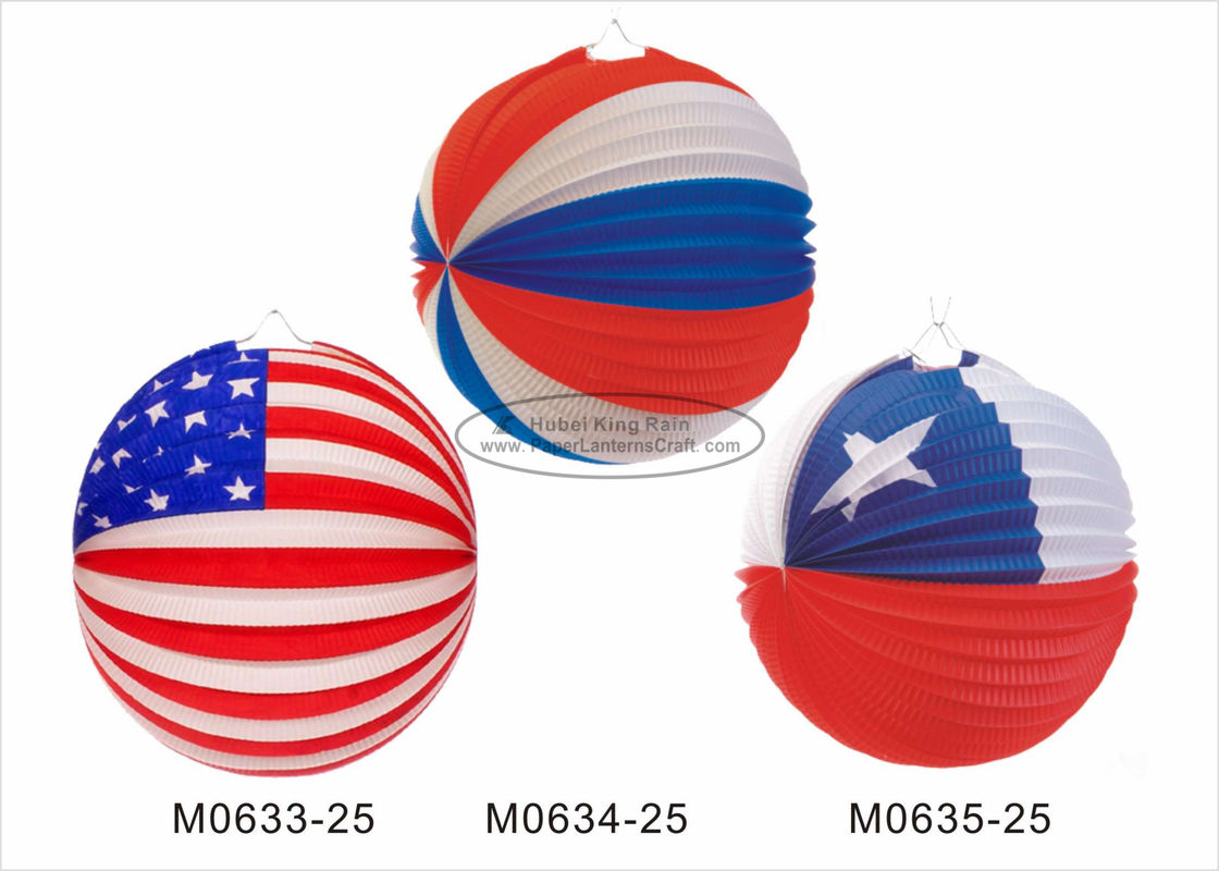 Good price 20cm July 4th Round Paper Lanterns Party Decorations For Cultural Center online