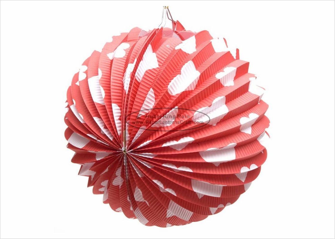 buy 25cm Red Heart Custom Printed Paper Lanterns Accordion , Multi Coloured Paper Lanterns online manufacturer