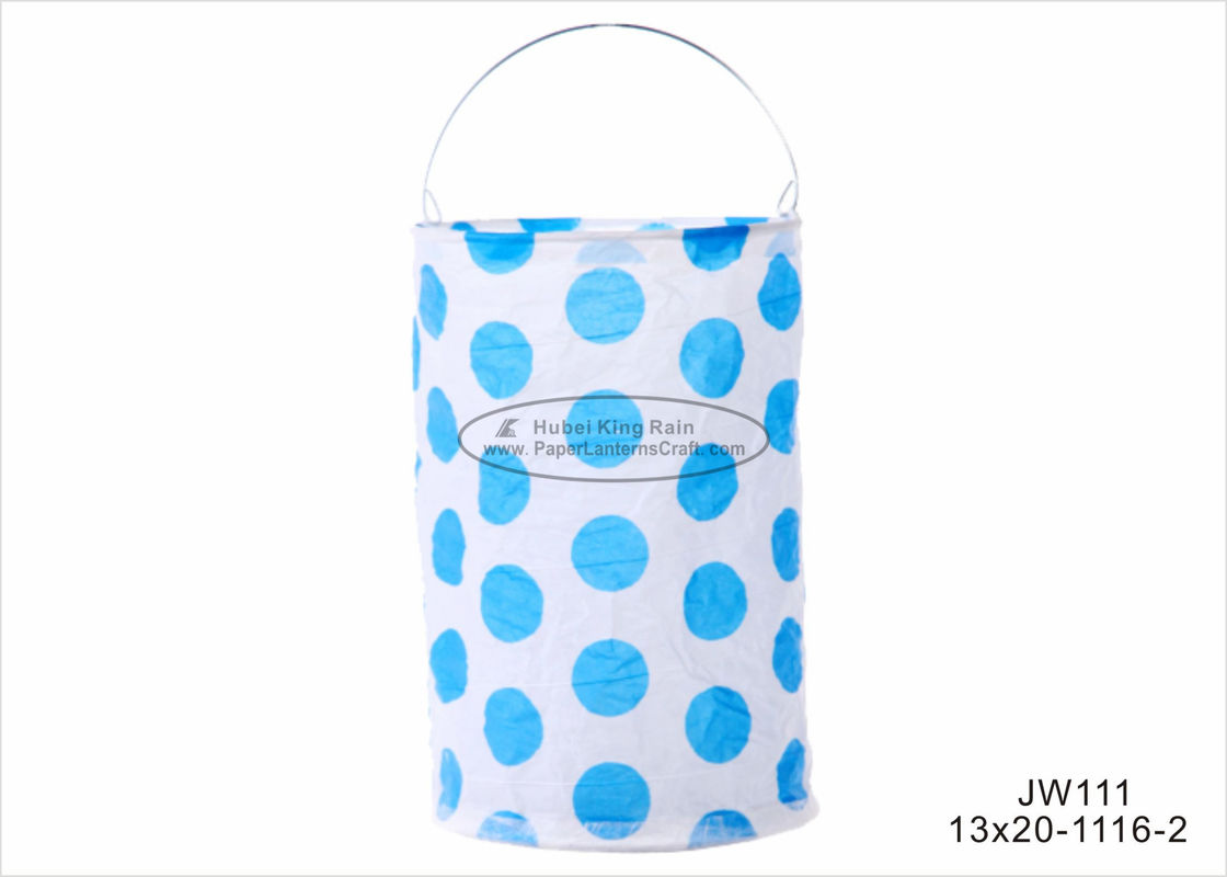 buy Polka Dots Drop Cylinder Shaped Paper Lanterns , 13 X 20cm Indoor Paper Lanterns online manufacturer