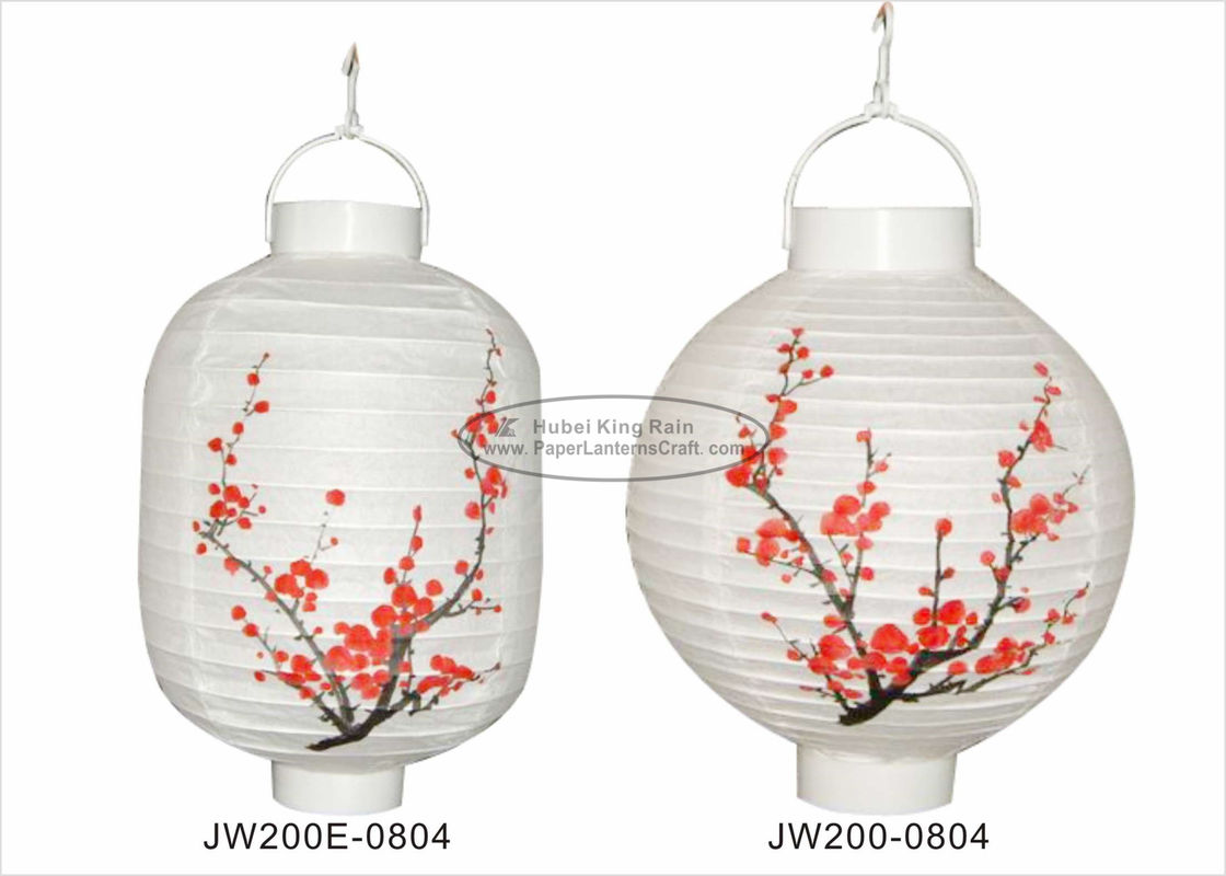 buy Garden White Column Led Paper Lantern Lights With Plum Blossom Printed online manufacturer