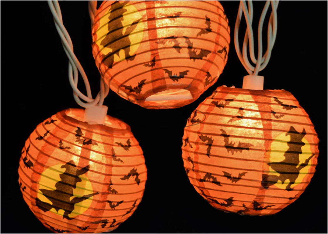 China Eco - Friendly Witch Ghost  Indoor Paper Lantern String Lights Round Shape , CE Approved factory