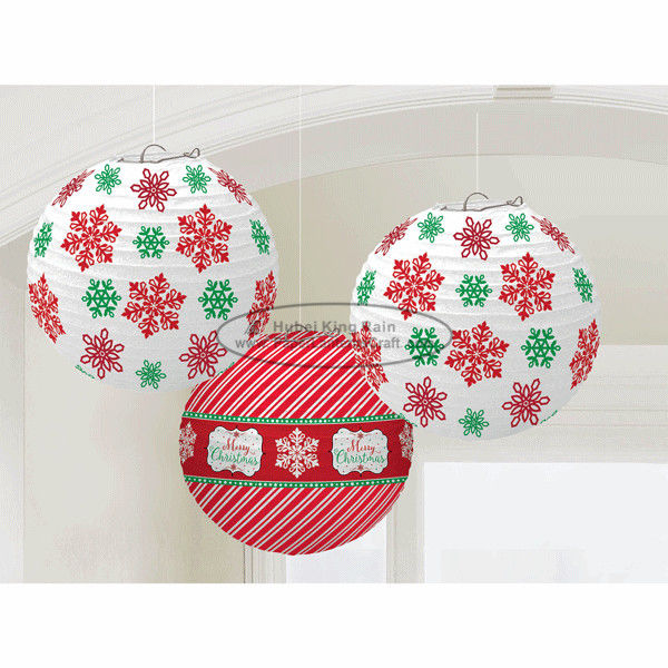 China Snowflake Paper Christmas Decorations , Inside Christmas Lanterns With Paper Material factory