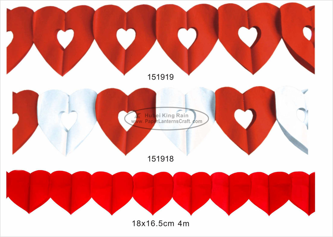 buy Pink Red Paper Wedding Decorations , 3m 4m Paper Heart Garland For Park online manufacturer