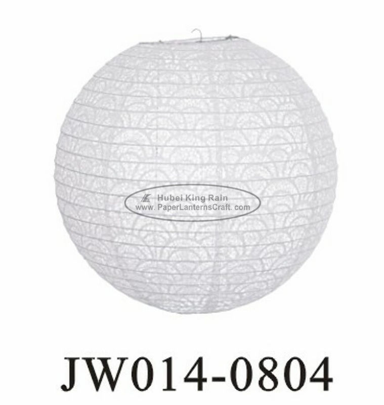 White Round Eyelet Paper Lanterns 10 Inch 12 Inch 14 Inch With Flowers Patterns