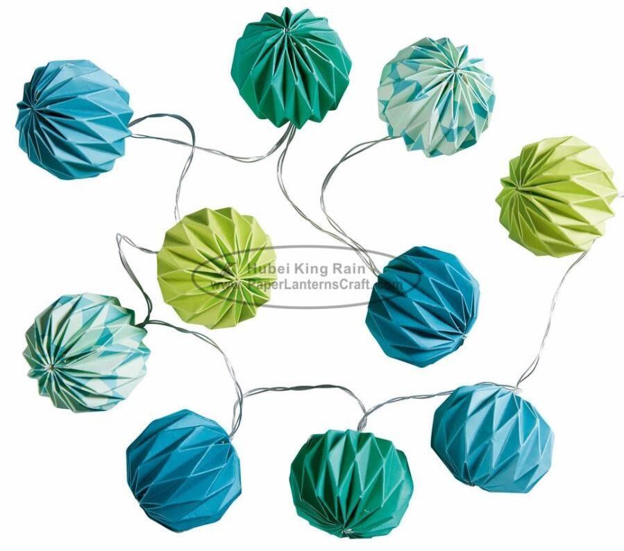 buy Light blue Origami Paper Lanterns String Lights 13cm led window store decoration online manufacturer
