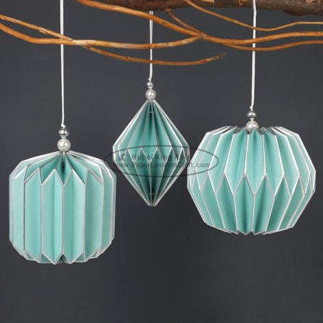 Good price Light blue Origami Paper Lantern Ball , origami paper lampshade 47 X 27CM online