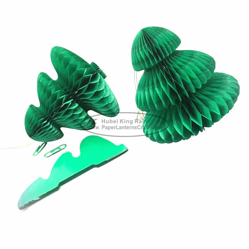 China Portable Green Tree Paper Christmas Decorations Paper Honeycomb Ornament factory