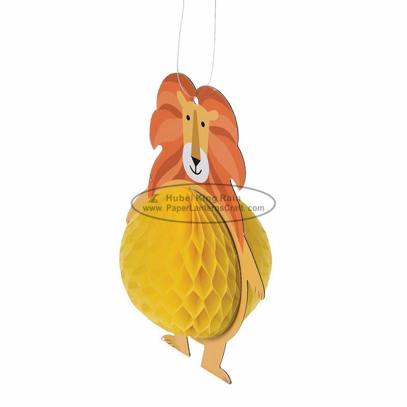 buy Animal lion honeycomb hanging paper lantern lights festival baby shower indoor decoration online manufacturer