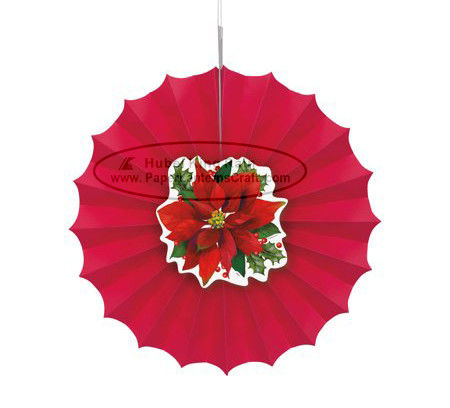China Christmas Home Decorations Paper Fan Round Folding Fans Hanging Party factory