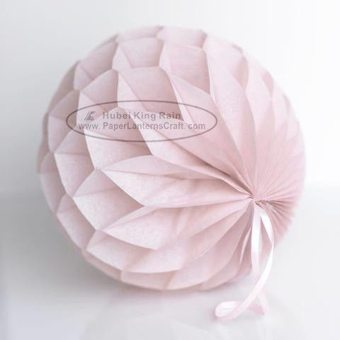 Dusty Pink Tissue Paper Honeycomb Balls Pom Poms With Satin Ribbon Loop