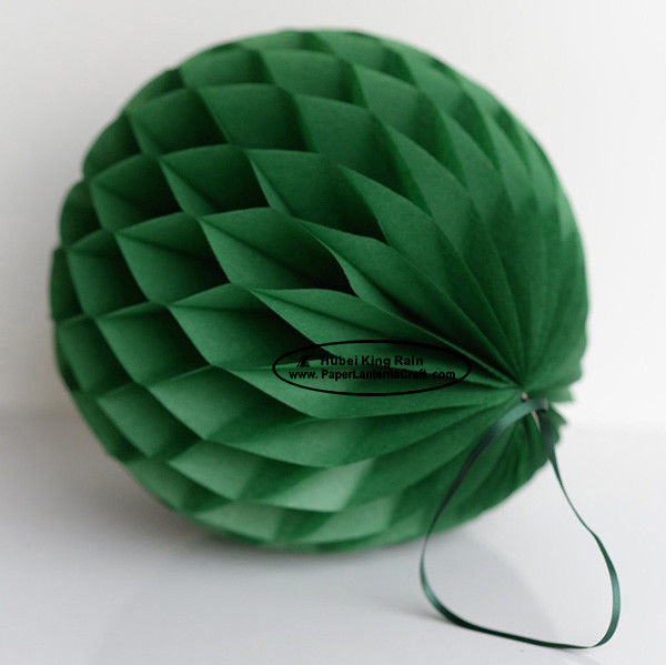 buy Dark Green Tissue Paper Honeycomb Balls Pom Poms With Satin Ribbon Loop online manufacturer