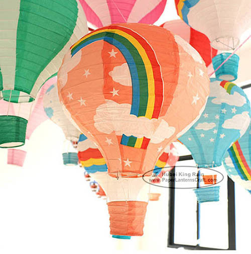 Good price 14 Inch 16 Inch Rainbow Hot Air Balloon Paper Lantern For Party Lamp online