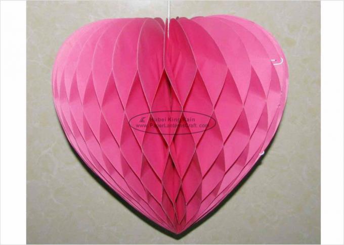 White Heart Shape Strong Paper Honeycomb Balls For Amusement Park Ornament 1