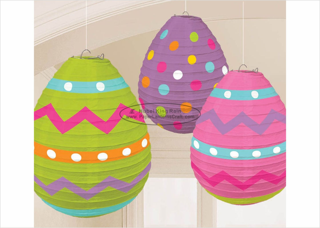 Good price Easter Egg Paper Lanterns Craft 10" 12” 14" With Printed Dots Pattern online