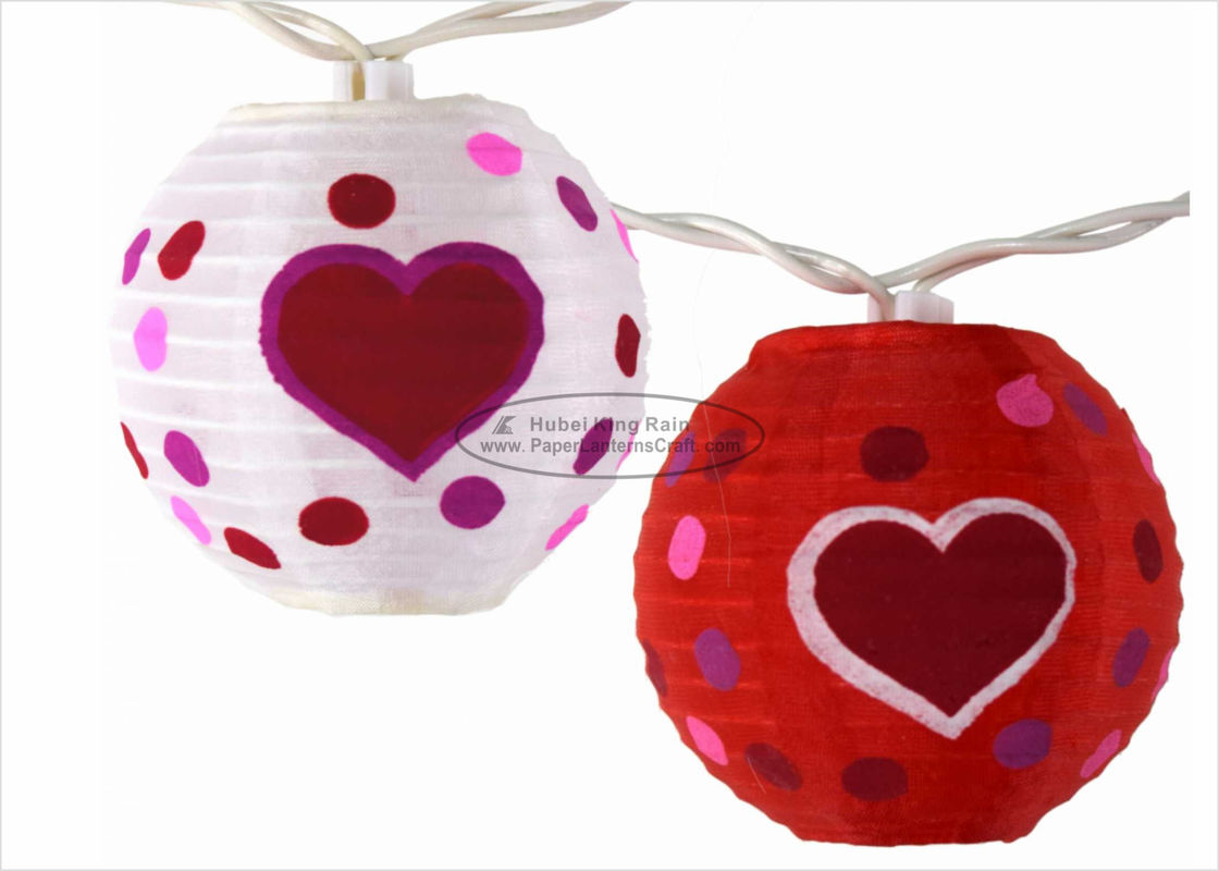 buy 3 Inch Heart Paper Lantern Wedding Decor Battery Operated Outdoor String Lights online manufacturer