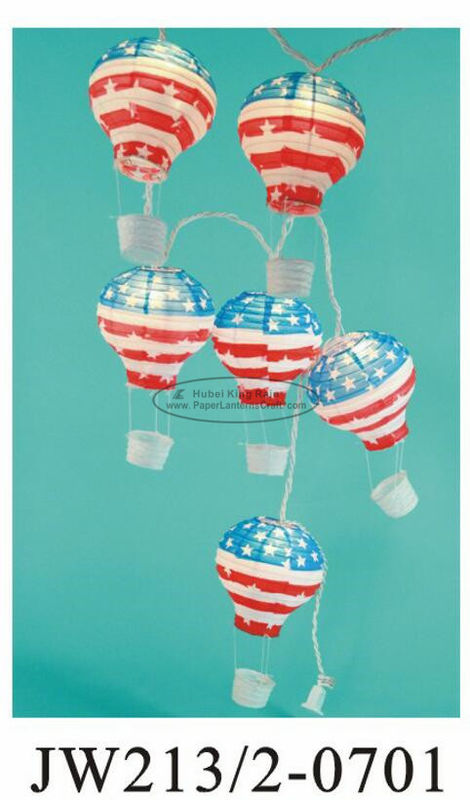 July 4th USA String Paper Balloon Lanterns , Floating Paper Lantern Balloons 13 X 22cm