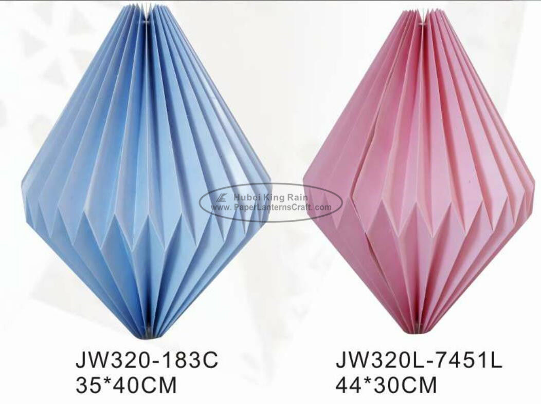 China Blue Pink Colorful Origami Paper Lantern , Origami Chinese Lantern 40cm Paper Lampion factory
