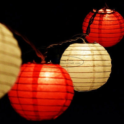 China Yellow Led Paper Lantern String Lights 7.5 Cm For Indoor Trees Decor factory