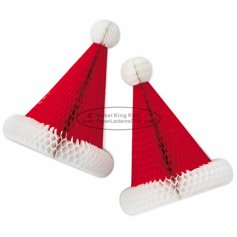 buy Handmade Craft Honeycomb Xmas Decorations With Christmas Hat Shaped online manufacturer