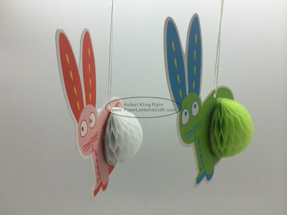 China Rabbit honeycomb Ornaments Paper Easter Decorations Hanging promption Anniversary factory