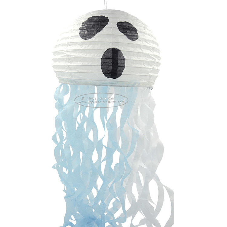 White Round Paper Lantern Decorations Hanging Paper Lanterns For Halloween Party
