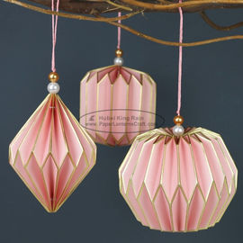 Pink paper folding lantern Pantone color origami paper lampshade oem